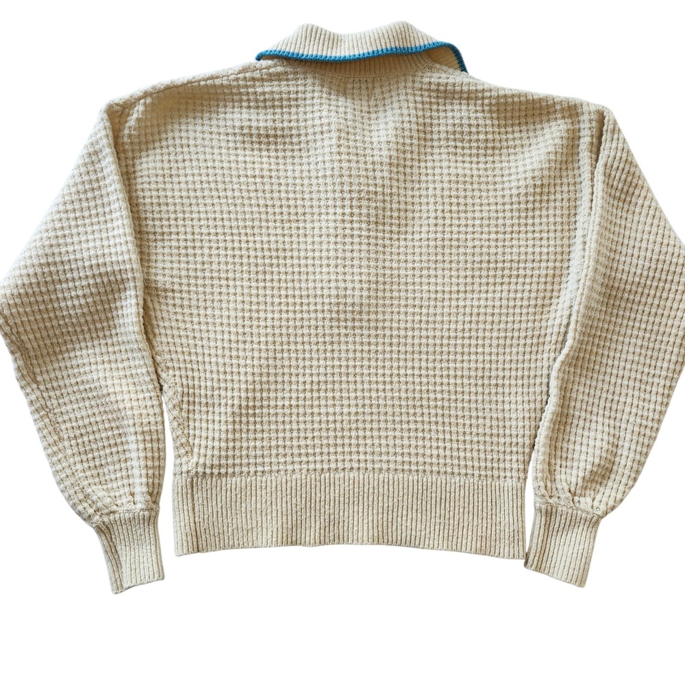 BDG Urban Outfitters Zephyr Cream Waffle Knit Pullover Polo Sweater XS - Picture 2 of 7